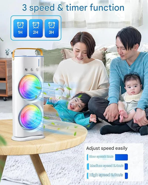 DUAL Fan Mini Cooler 4000mAh Double Ended Spray Fan ⭐⭐⭐⭐⭐(800 + REVIEWS)